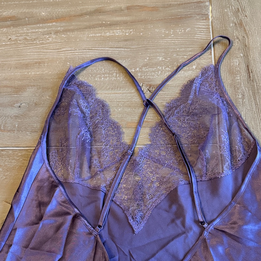Victoria's Secret Lavender Satin Lace Slip Dress Lingerie - Large - Like New - Picture 9 of 14